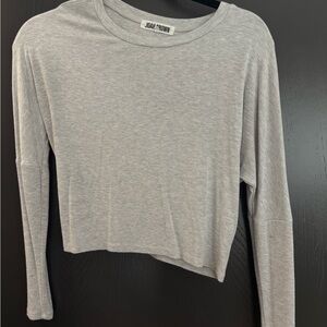 Joah Brown Light Gray Long Sleeve Top